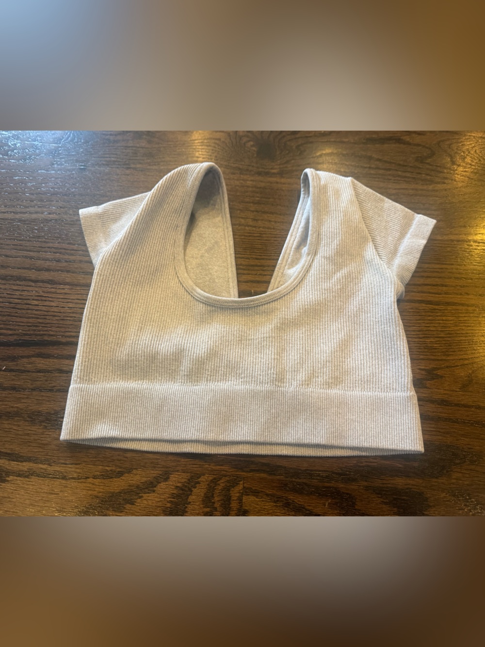 aerie Ribbed Ring-Front Cropped Top — Gray - Picture 2 of 3
